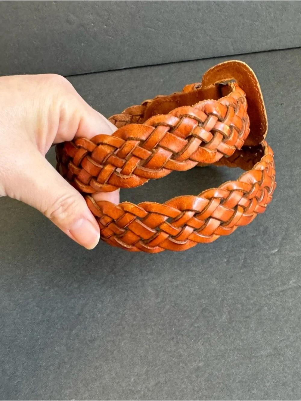 Vintage Brown Woven Leather Belt Talbots Braided‎ Womens Medium Boho Festival
